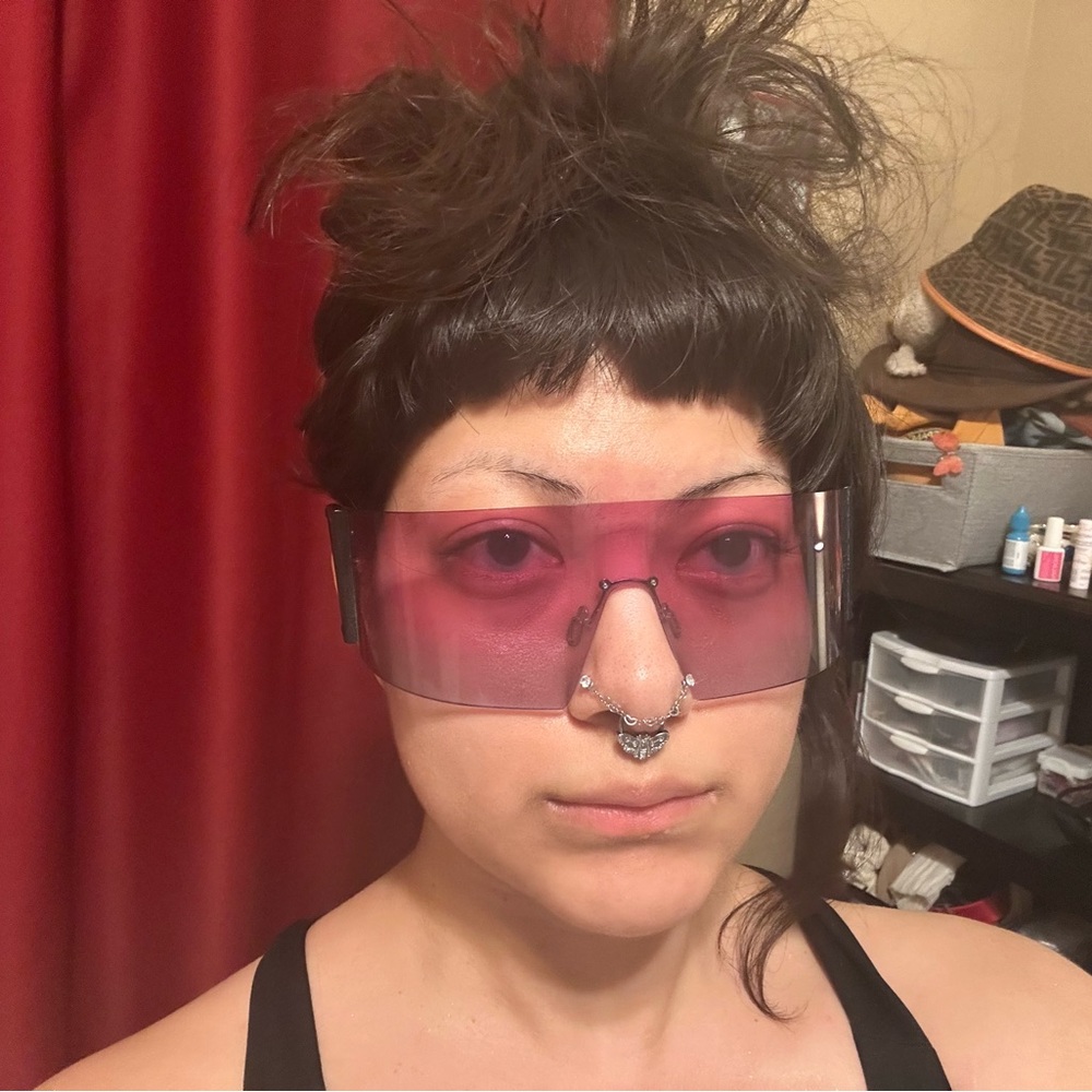 Futuristic Pink Visor Sunglasses